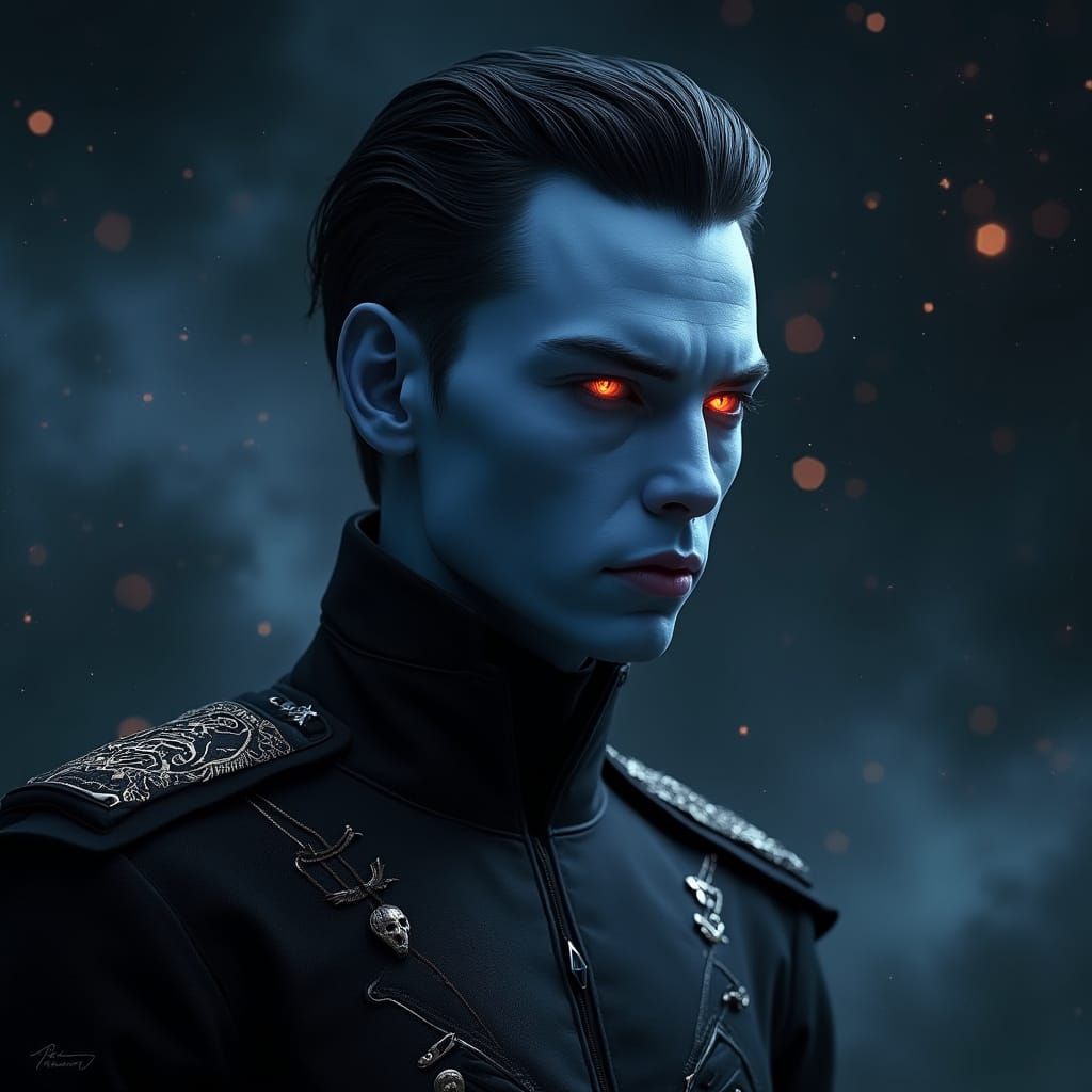 Hyperrealistic Alien Portrait in Dark Elegant Style