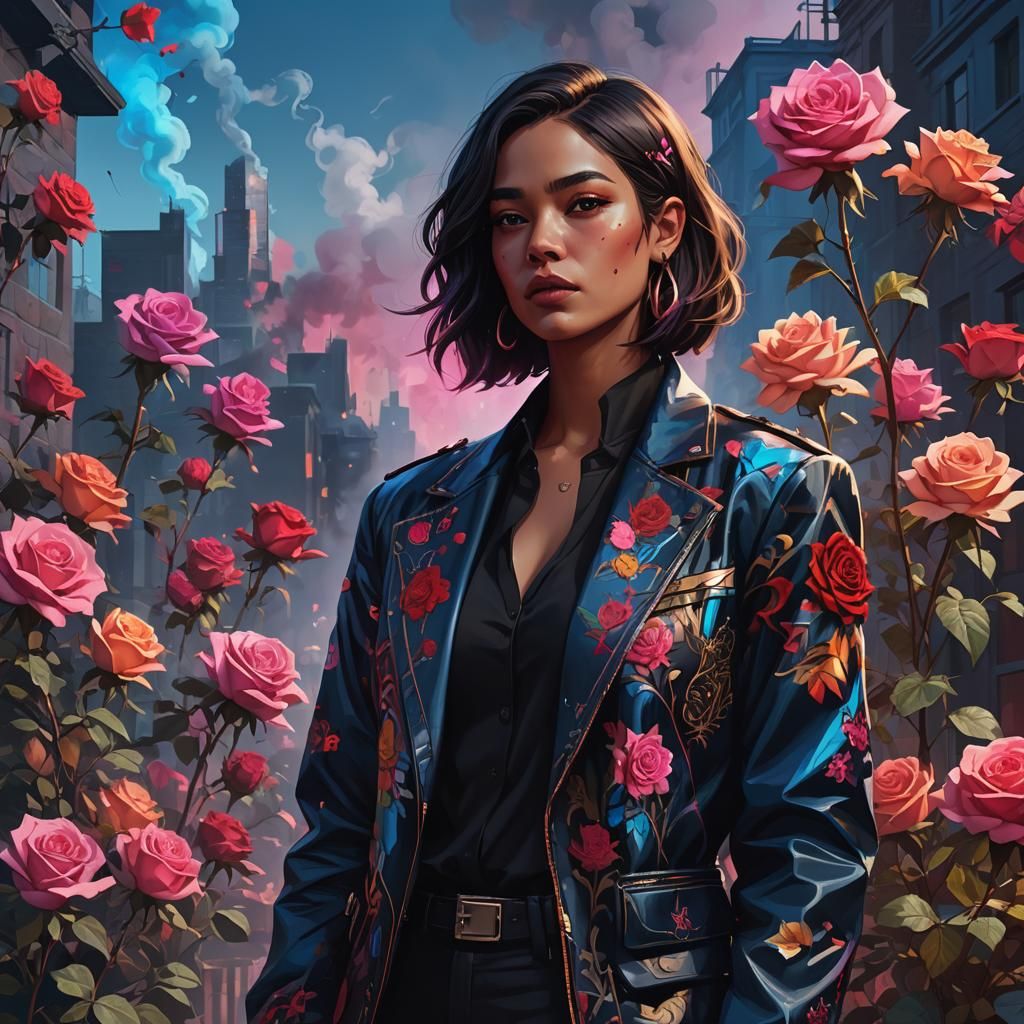 Honey Skin Woman Smoking: Fantastical Concept Art