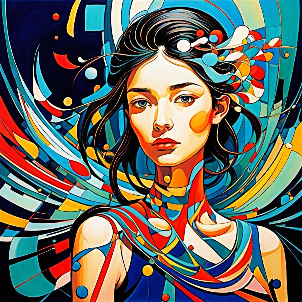 Abstract Art in Moebius Style with Fine Details