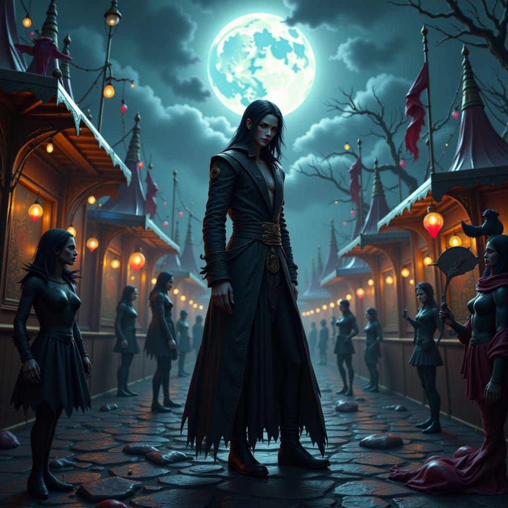 Mystical Woman at Deserted Gothic Carnival