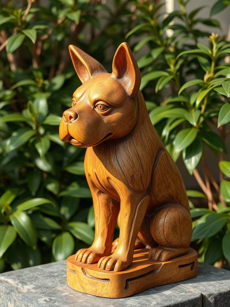 mango wood carving of a dog