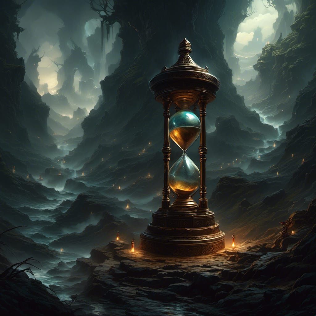 Dark Fantasy Hourglass Digital Illustration