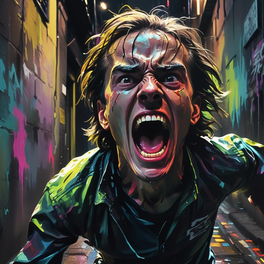 Expressionist Portrait of Fear and Panic