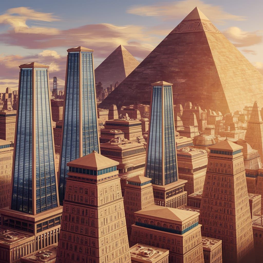 Ancient Egyptian Metropolis Reborn in Neon