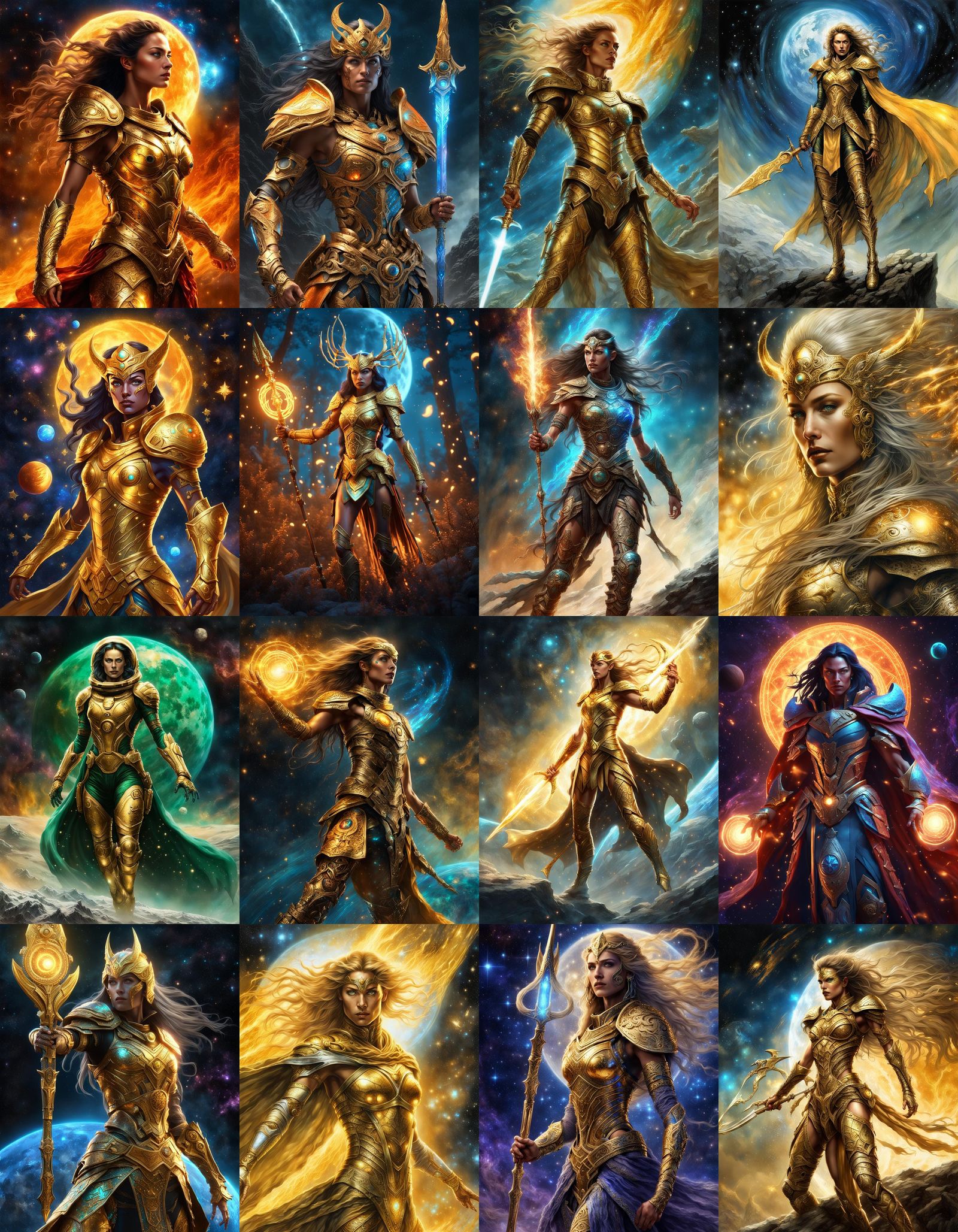 Golden Huntress Priestess in Space, Mythic Concept Art