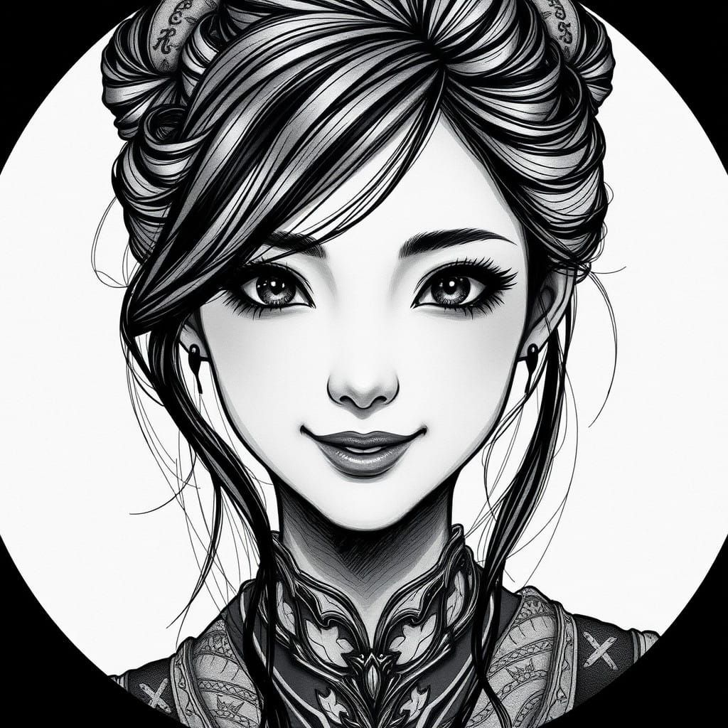 Stunning Asian Woman in Anime Style