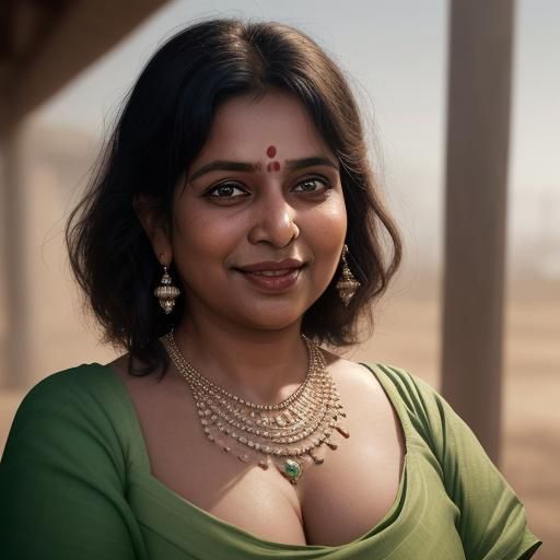 Smiling Hindu Woman Portrait in Ambient Light