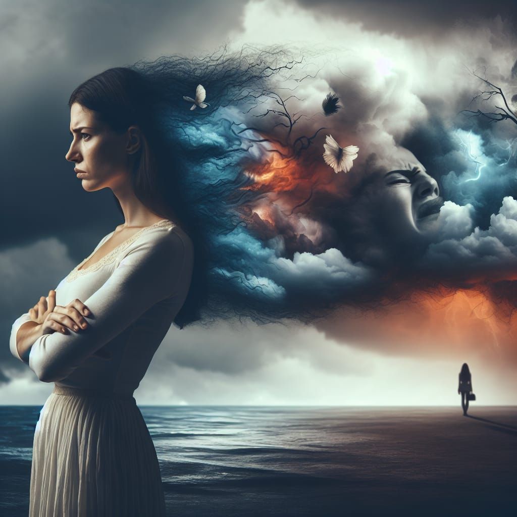 Woman Alone: Visualizing Inner Turmoil and Silent Serenity