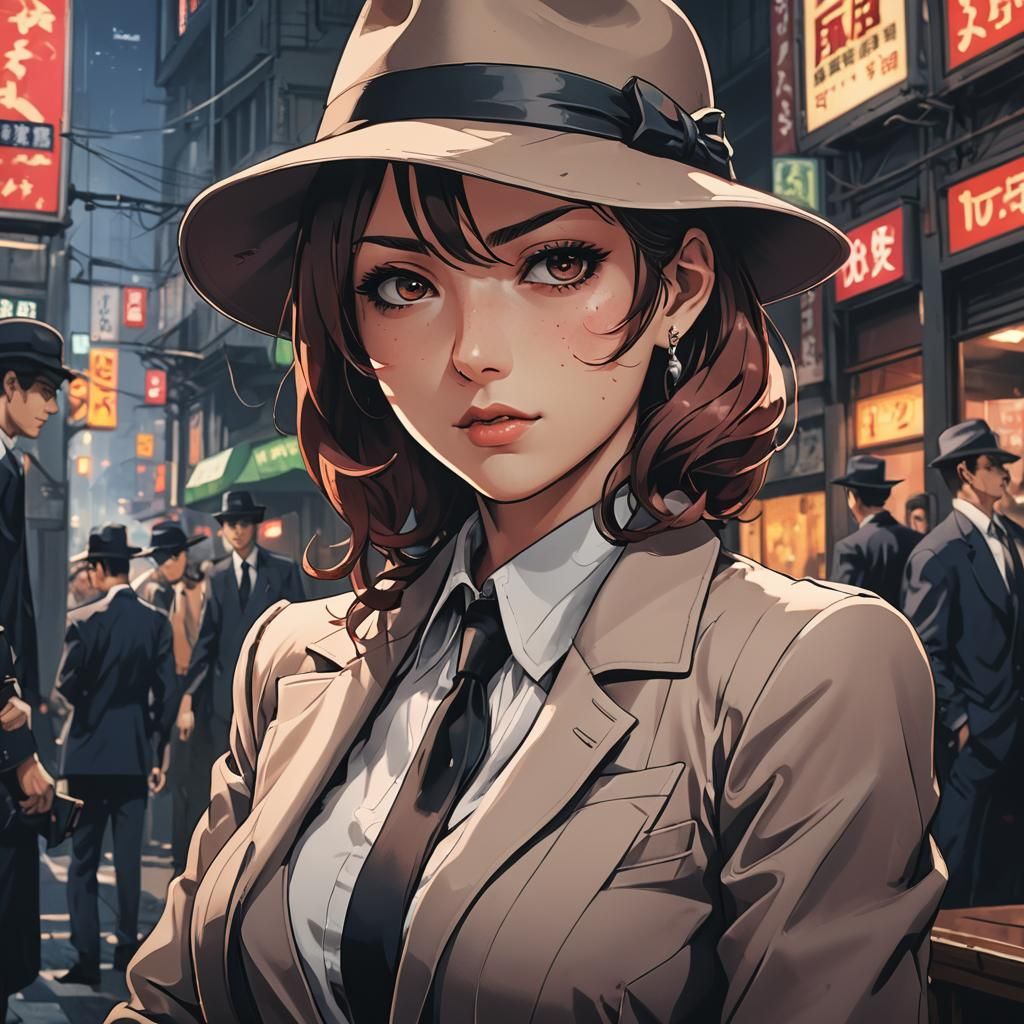 Anime Mafia Girl in Cel-Shaded Style