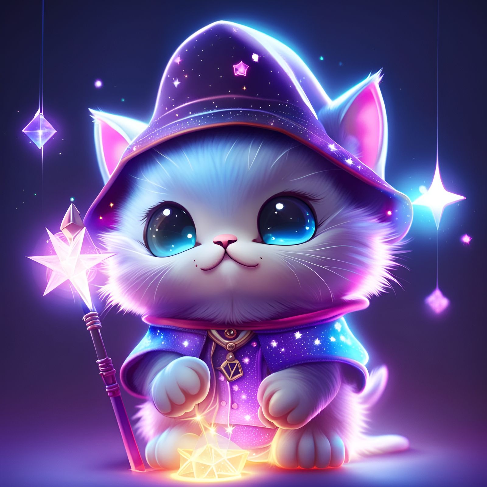 Magical Wizard Kitten in Space: Anime Style