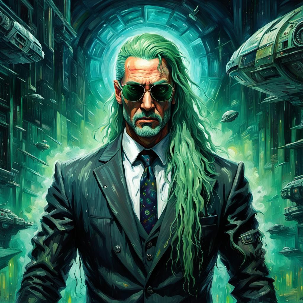 Cyberpunk Mafia Boss in Gothic Impressionist Style