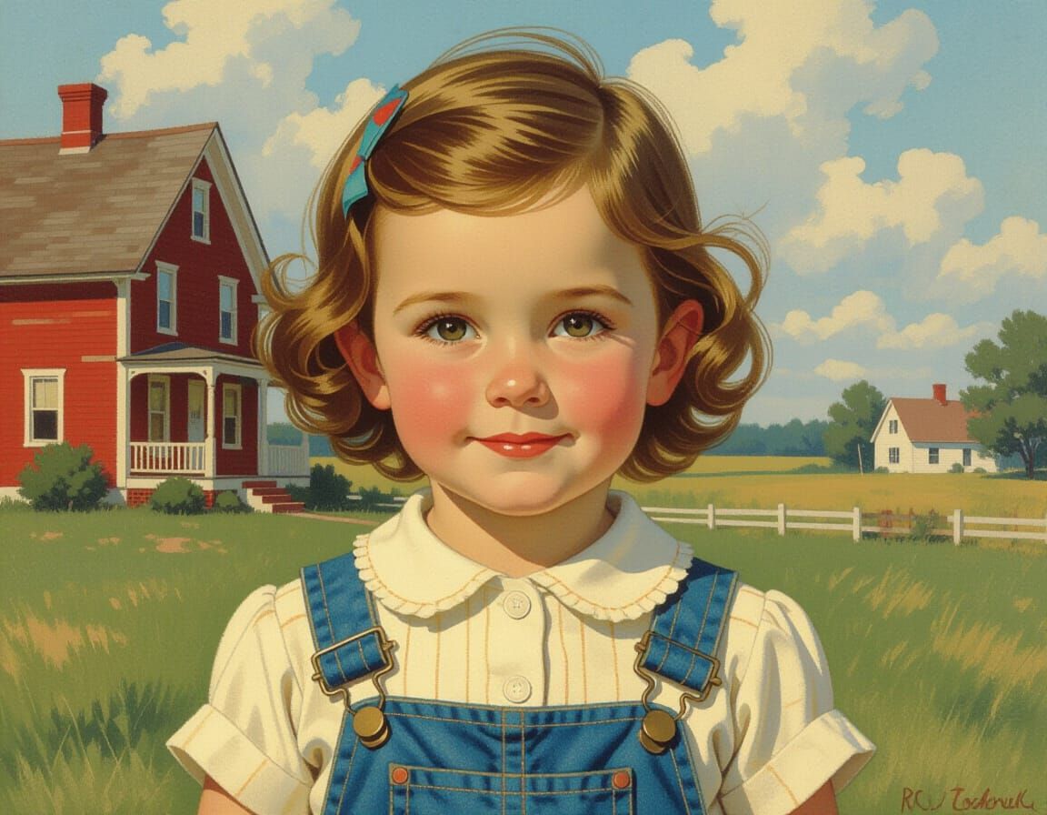 Child Portrait in Norman Rockwell Style