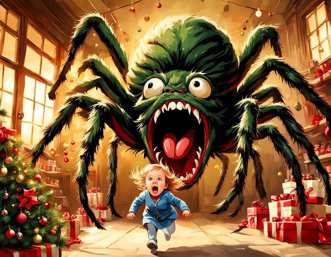 Joyful Christmas Chaos in Vibrant Digital Art