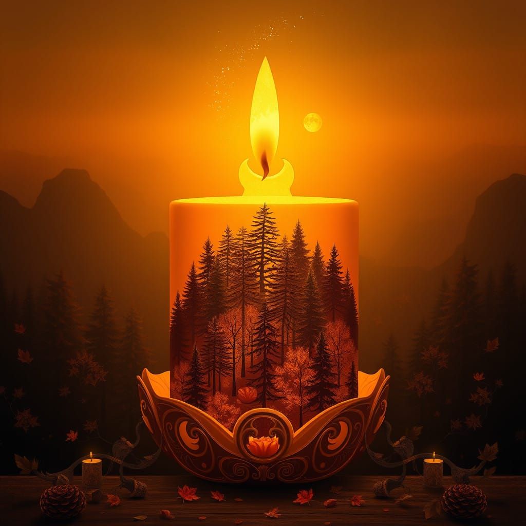 Autumn Forest Candle in a Majestic Waxen Core