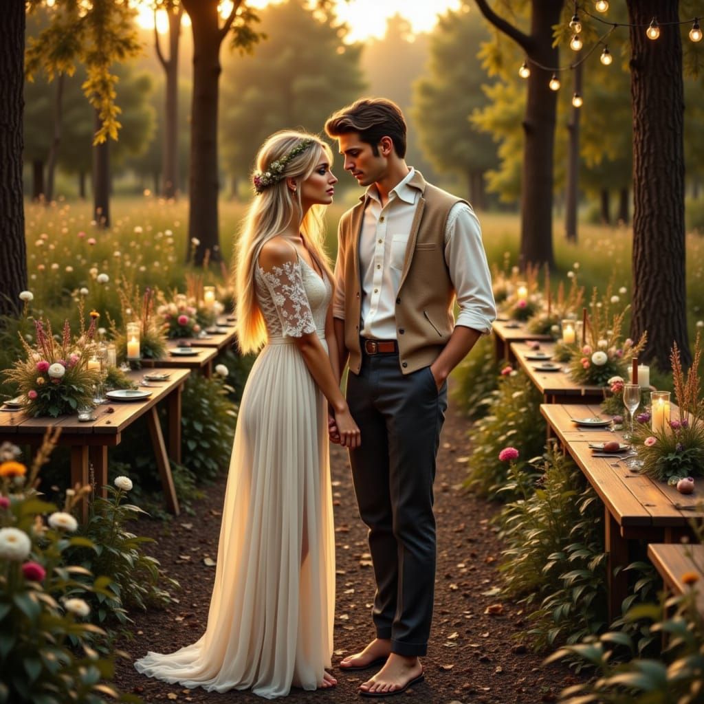 Bohemian Wedding in Enchanted Forest at Sunset