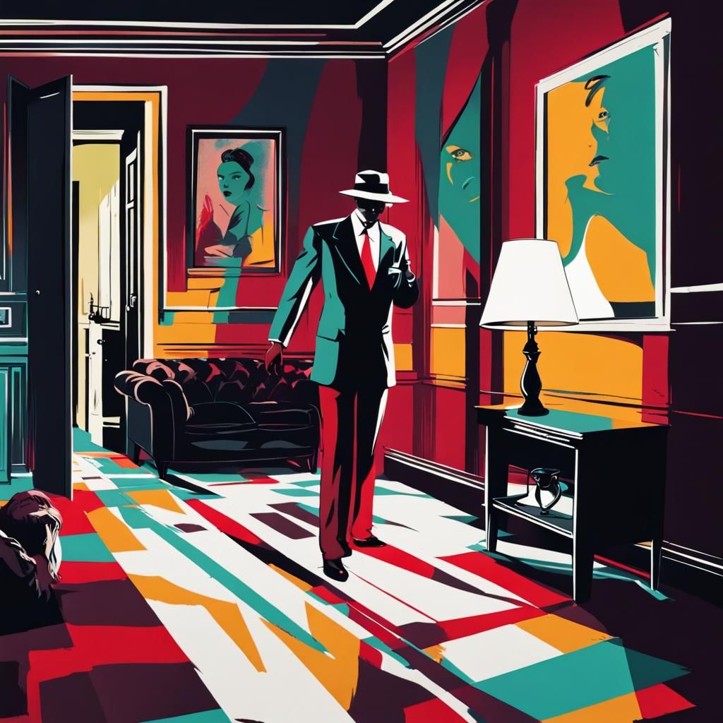 Dick Tracy in Vivid Noir Apartment Scene