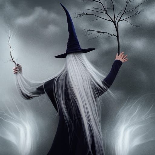 Platinum Blonde Witch Casting Spell in 3D