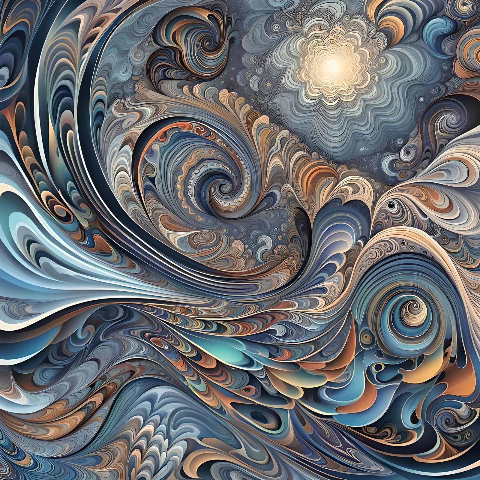 Abstract Fractal Wave with Complementary Colors