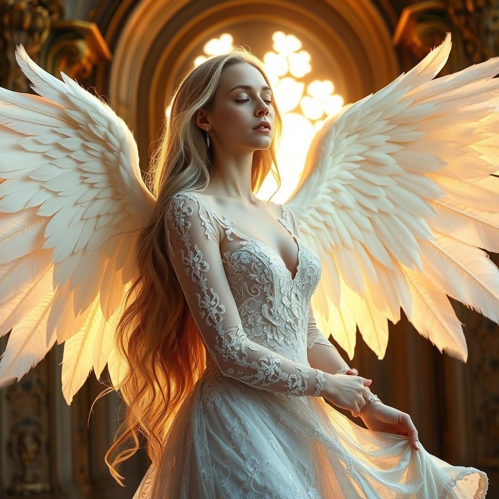 Surreal Angelic Woman in Luxurious Baroque Fantasy