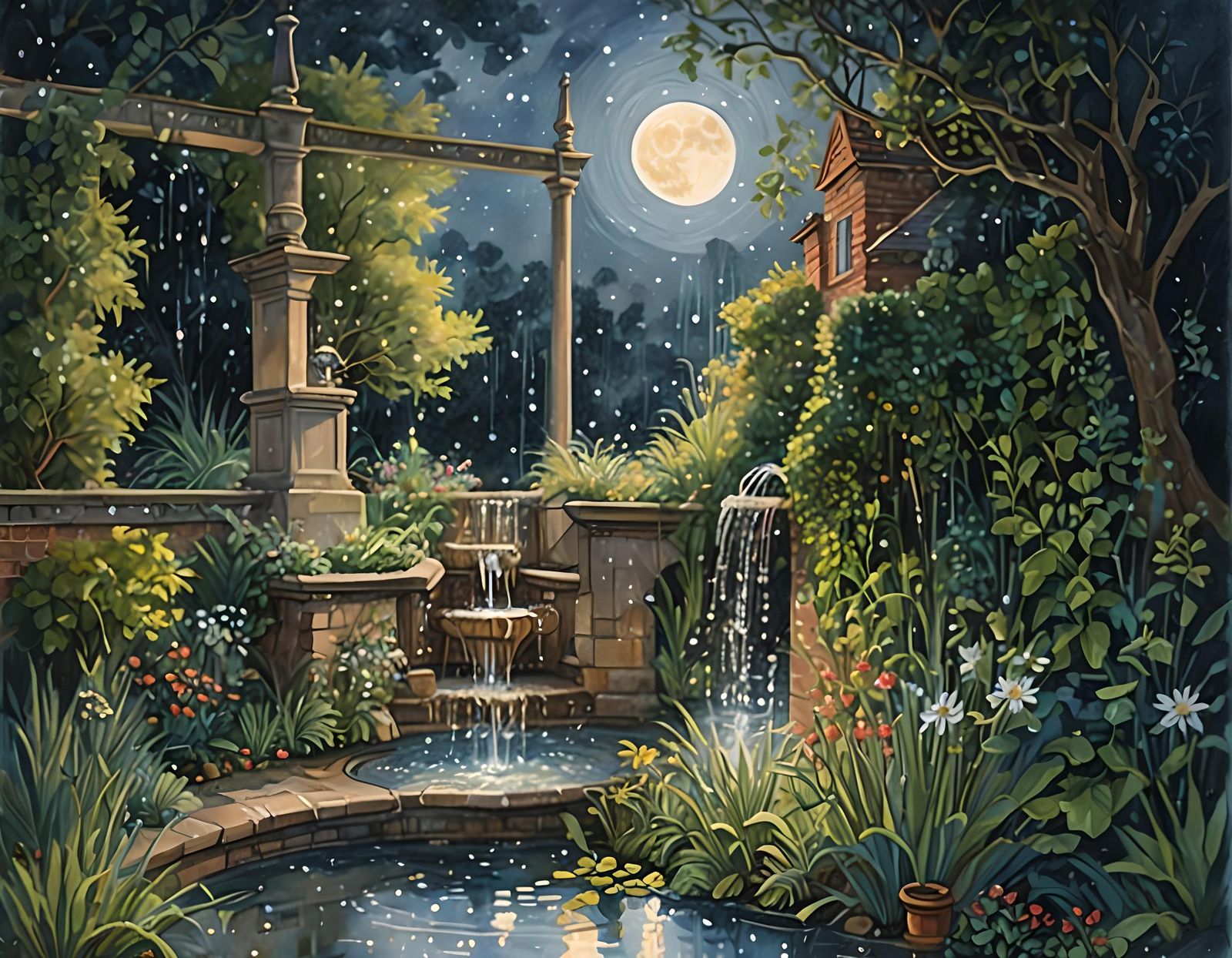 Enchanted Moonlight Fountain
