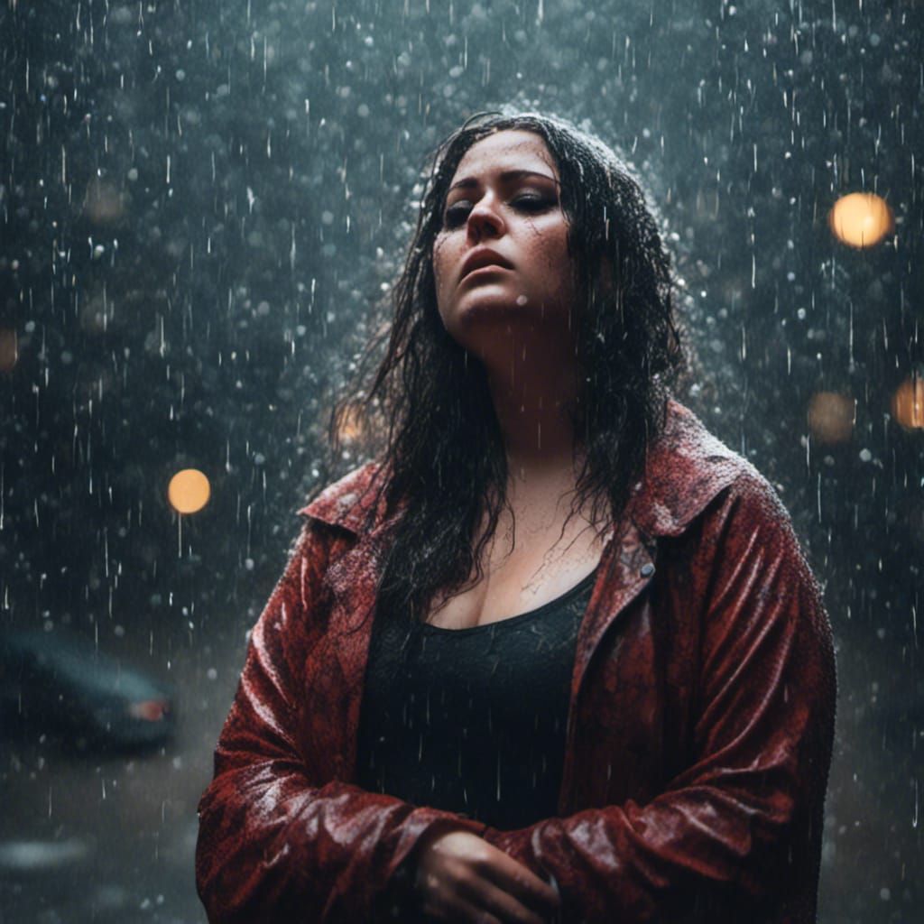 Sad Woman Smoking in the Rain, Macabre Style