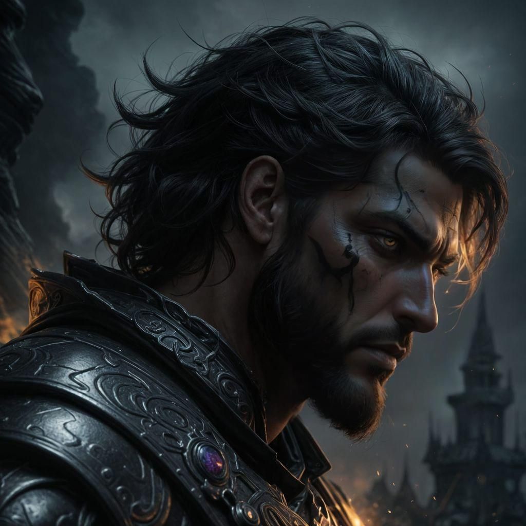 Dark Fantasy Warrior Portrait in Gothic Art Style