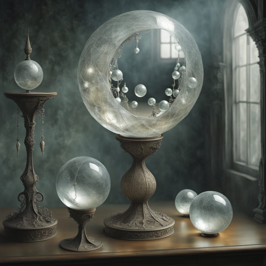 Ethereal Figure Reflected in Fractured Mirror