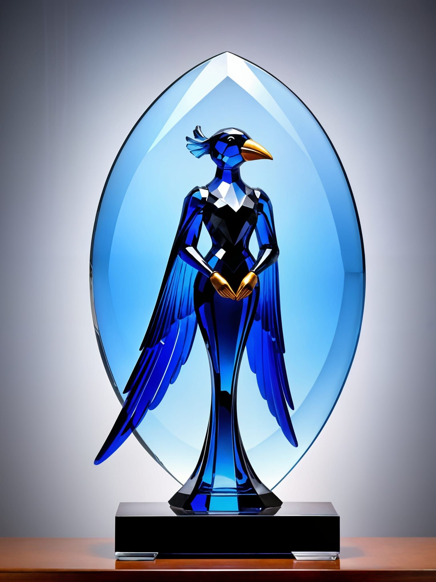 Sleek Art Deco Lady Bird Avian Glass Figurine
