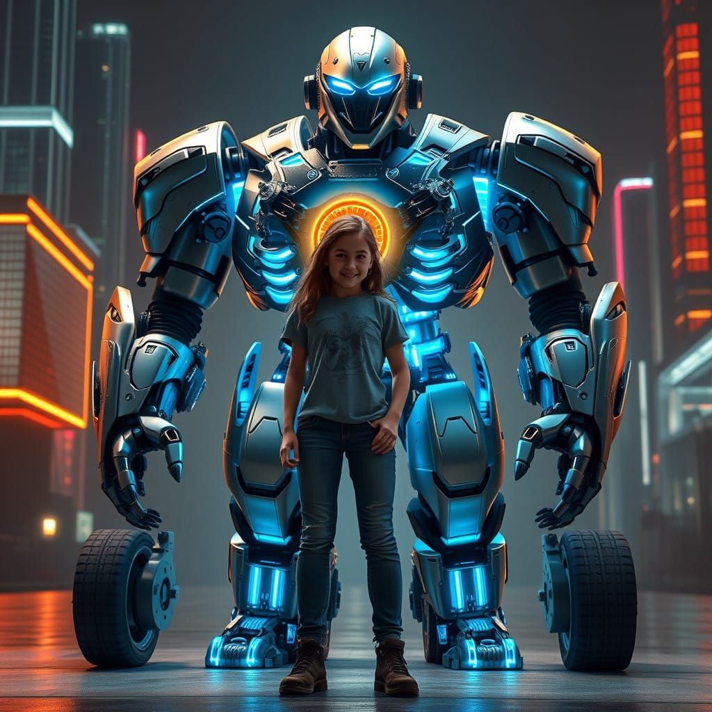 Robot Evolution in Futuristic Cyberpunk Style