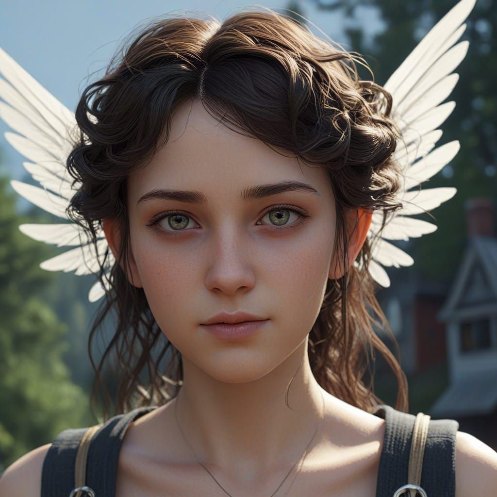 Elf Maiden with Black Horns and White Wings