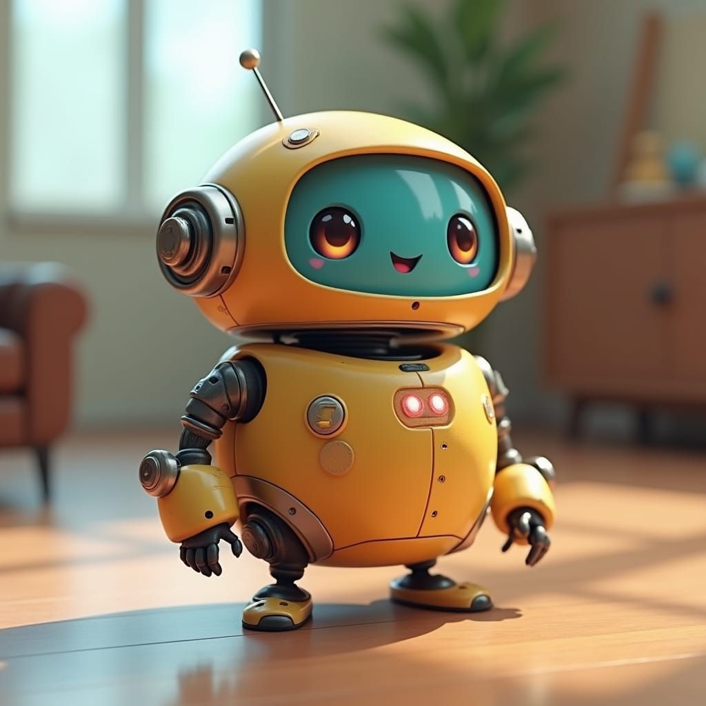 Adorable Companion Robot in Detailed Matte Painting