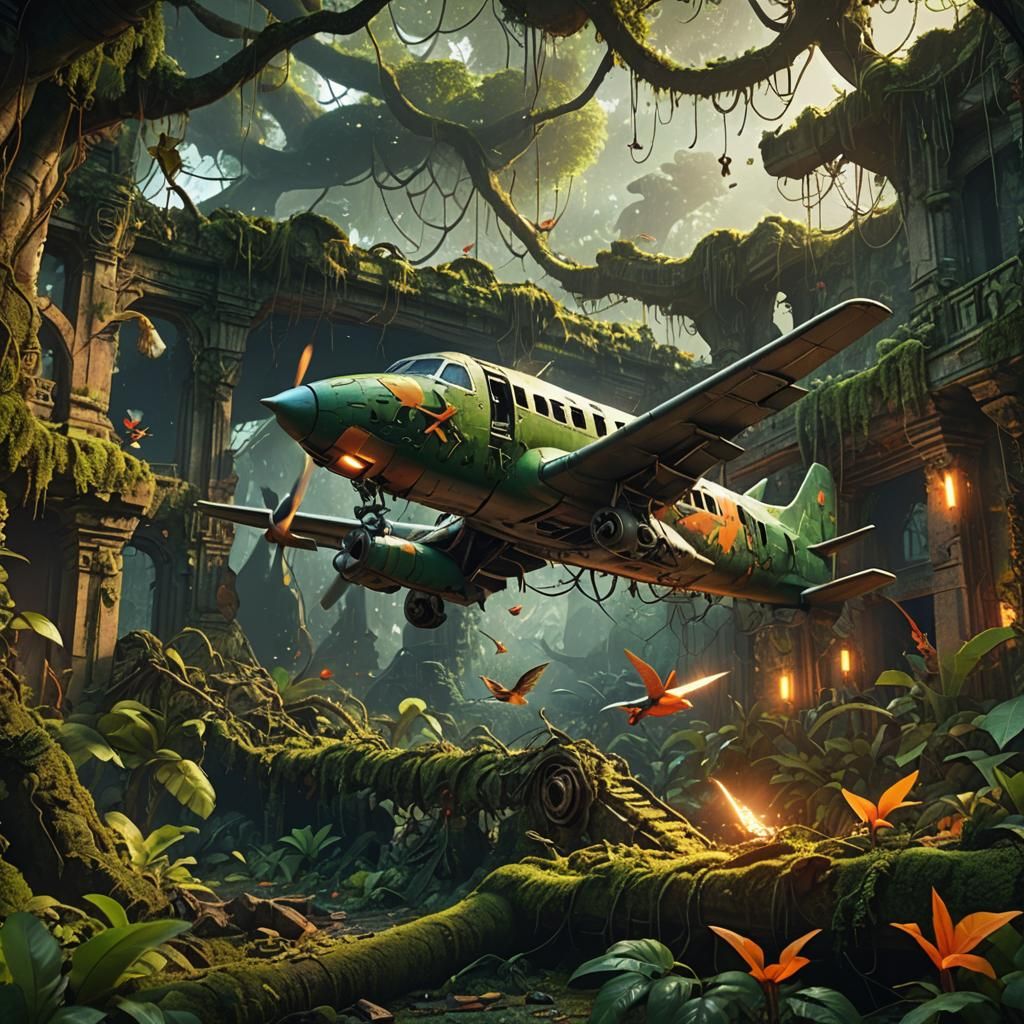 Jungle Plane Crash in Exotic Ruins