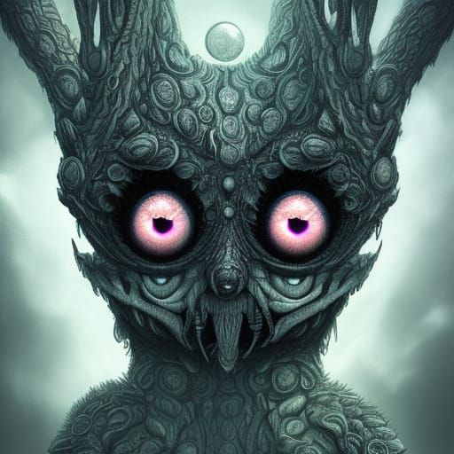 Creepy Cute Many-Eyed Monster Digital Painting