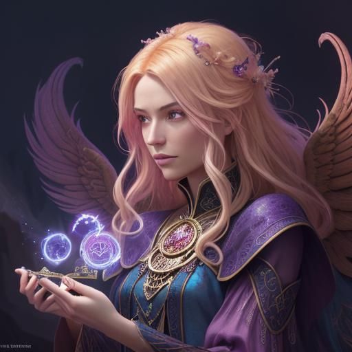 Blonde Woman with Phoenix Hearts in Fantasy Art