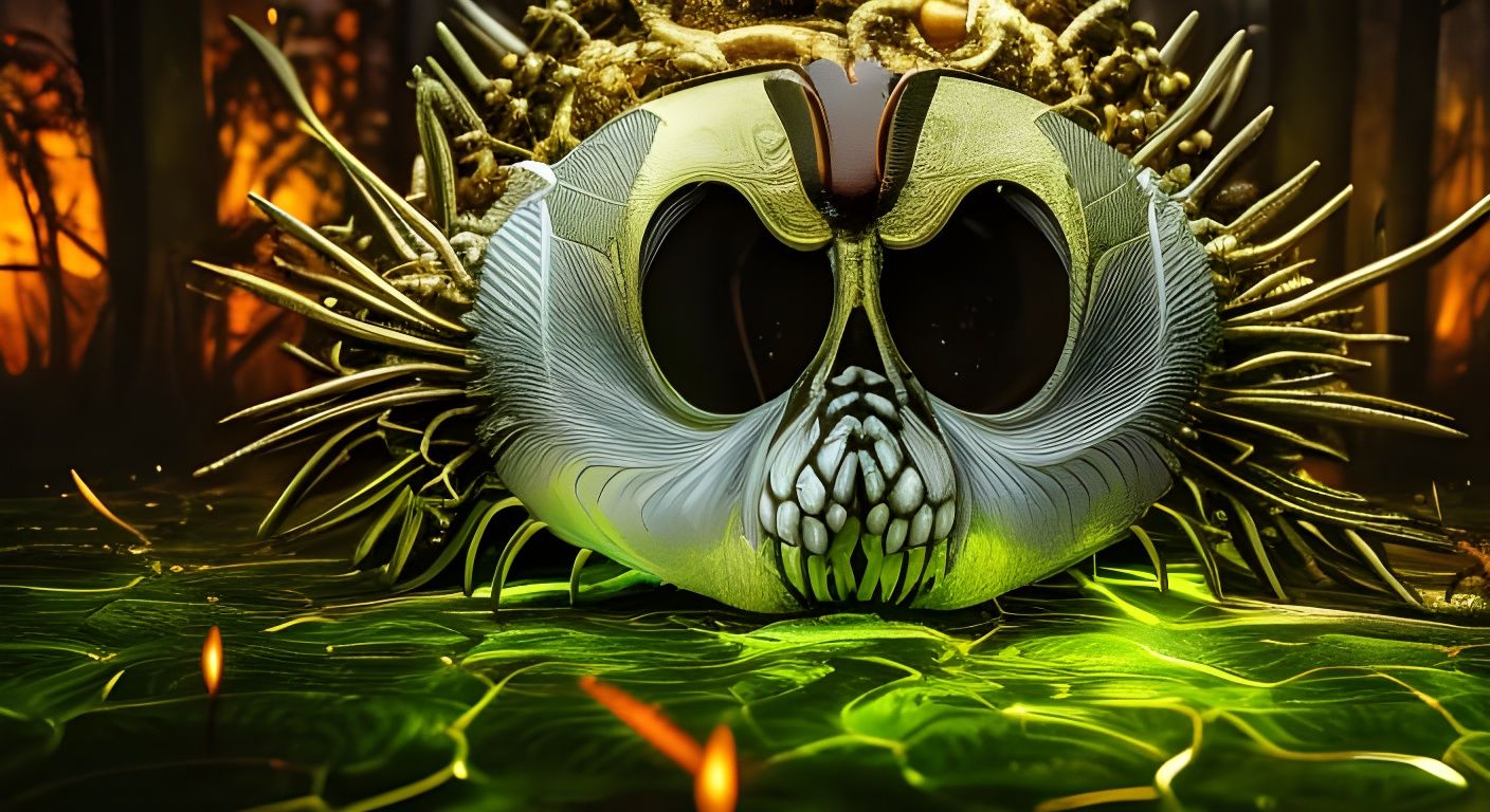 Dog Skull with Energetic Fields in Sci-Fi Horror Art