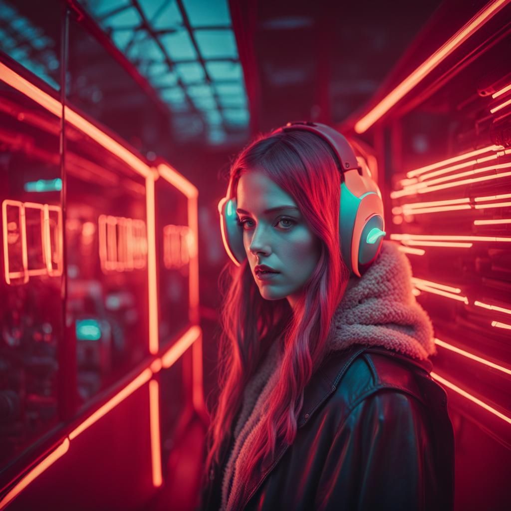 Surreal Cyberpunk Double Exposure in Sci-Fi Art