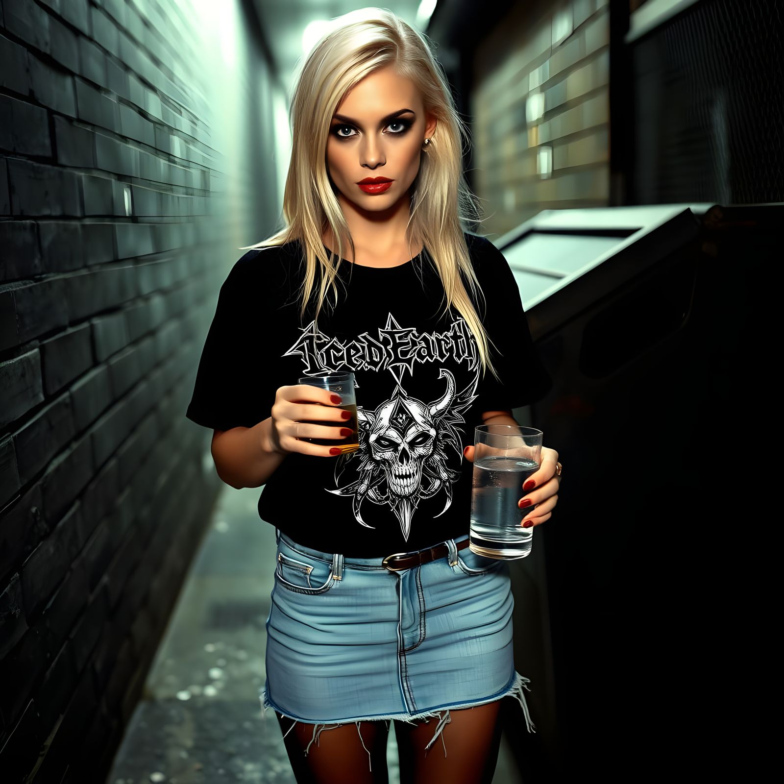 Heavy Metal Goddess in Dark Alley