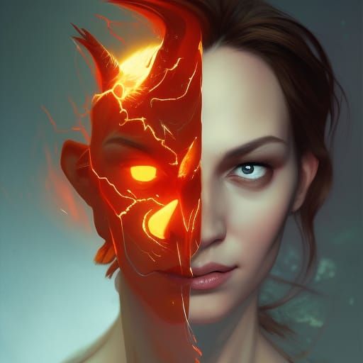 Demonic Portrait in Hyperdetailed Style