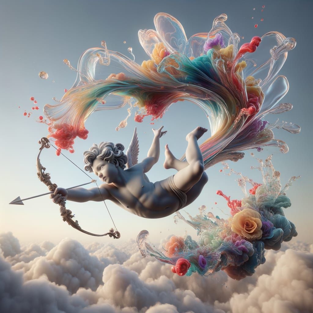 Hyper-Realistic Cupid Soars in Acrobatic Backflip with Vibra...