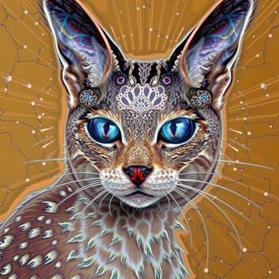 Intricate Lynx-like Kitten Portrait in Mosaic Style