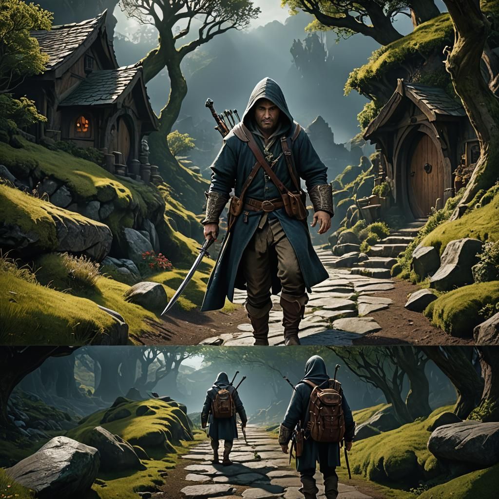 Hobbit Spy Lurking: Detailed Fantasy Concept Art