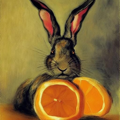 Surreal Rabbit Dinner in Chiaroscuro Style