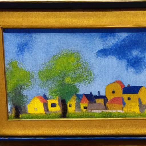 Moonlit Village in Vibrant Duotone