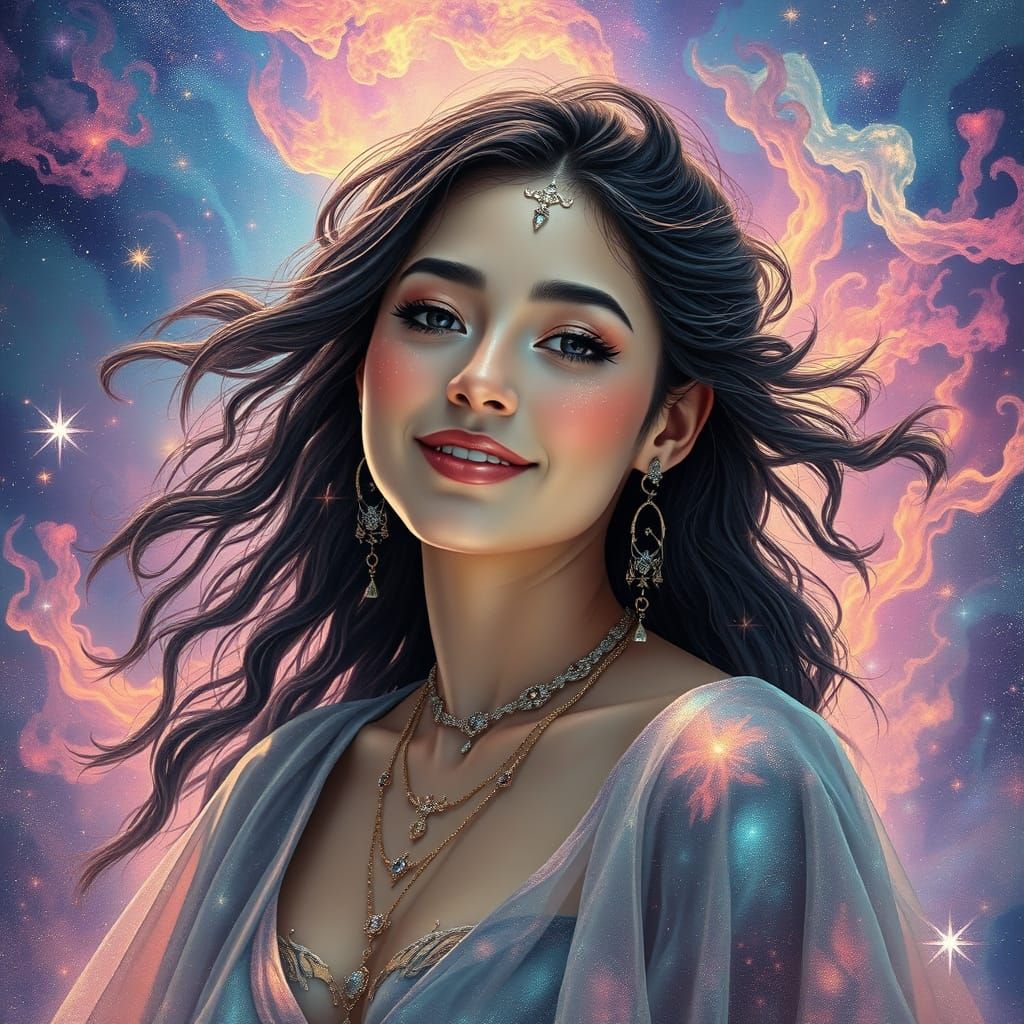 Celestial Woman in Astral Landscape