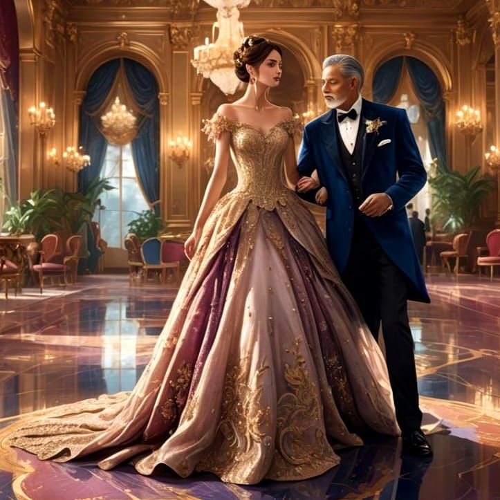 Fantastical Reunion at the Ball: Detailed Matte Painting