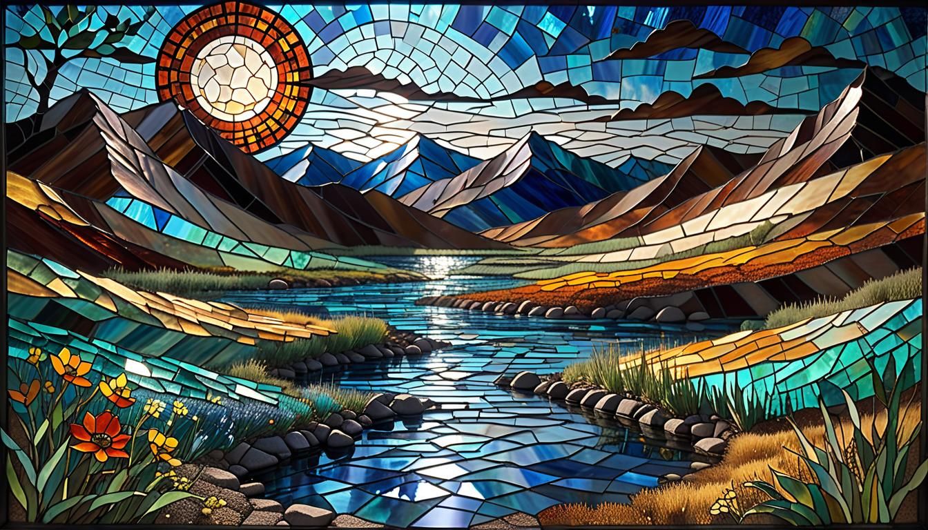 Australian Landscape in Stained Glass Mosaic