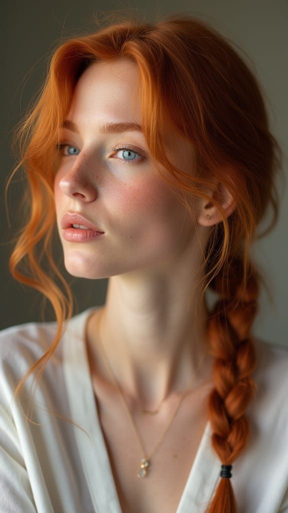 Hyperrealistic Portrait of a Radiant Red-Haired Woman