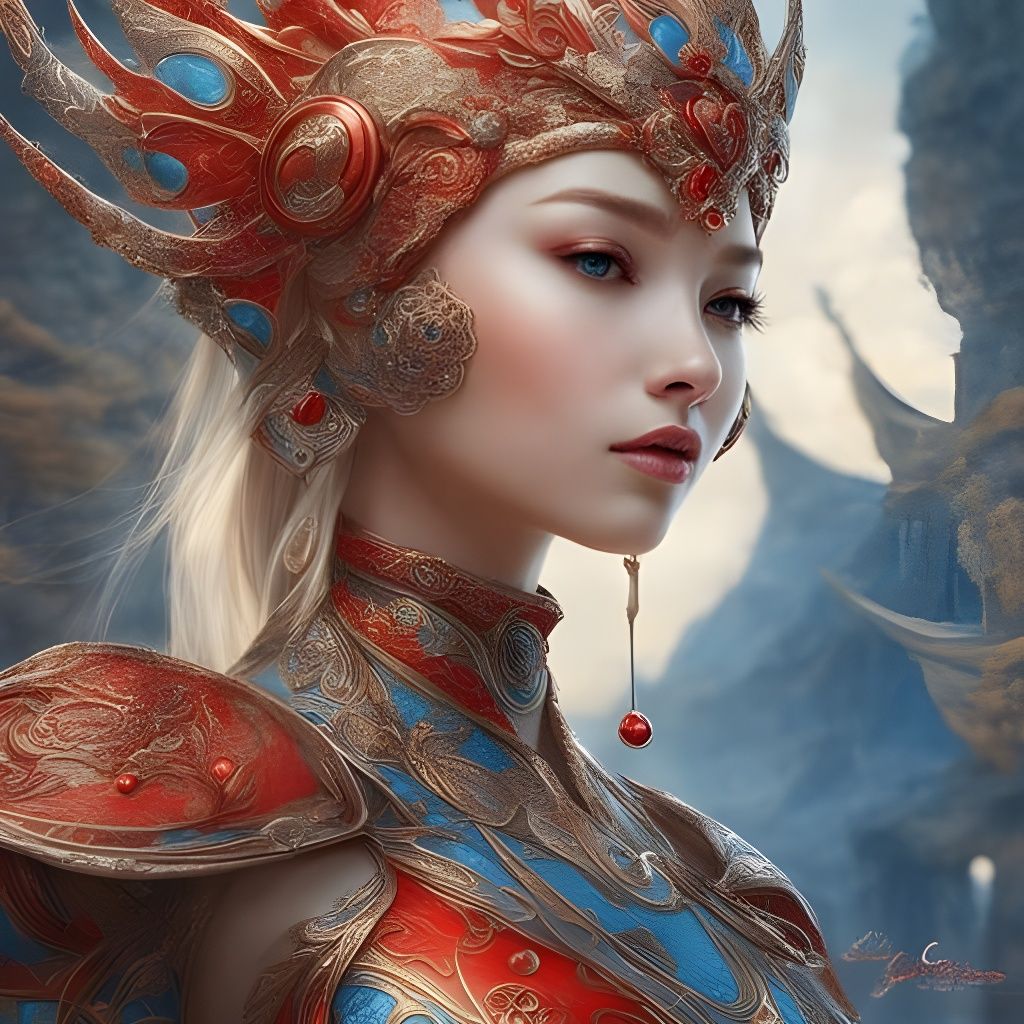 Alien Girl Portrait in Splash Art Style