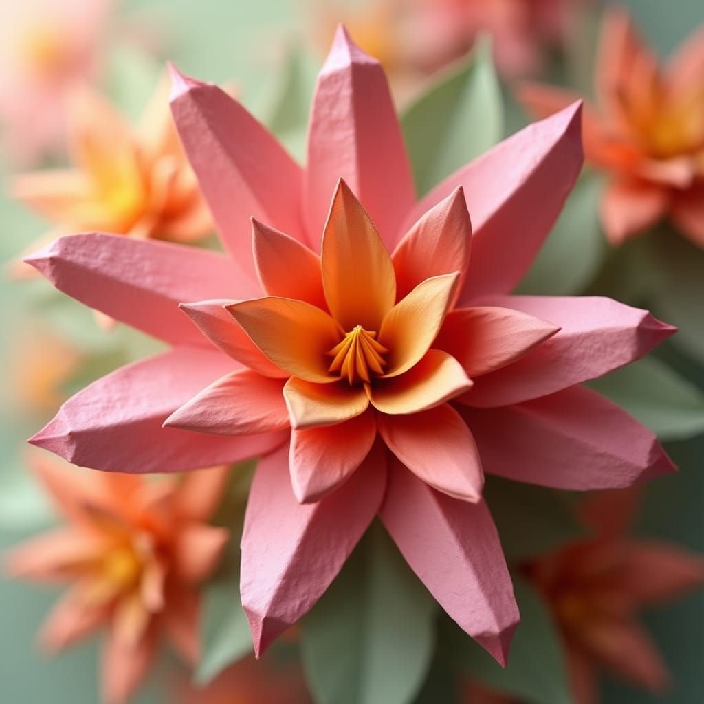 Surreal Origami Folds in Vibrant Tropical Colors