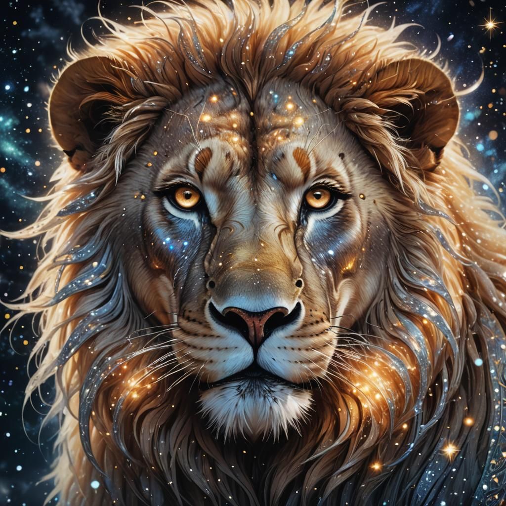Glowing Lioness Portrait in Ethereal Fantasy Style